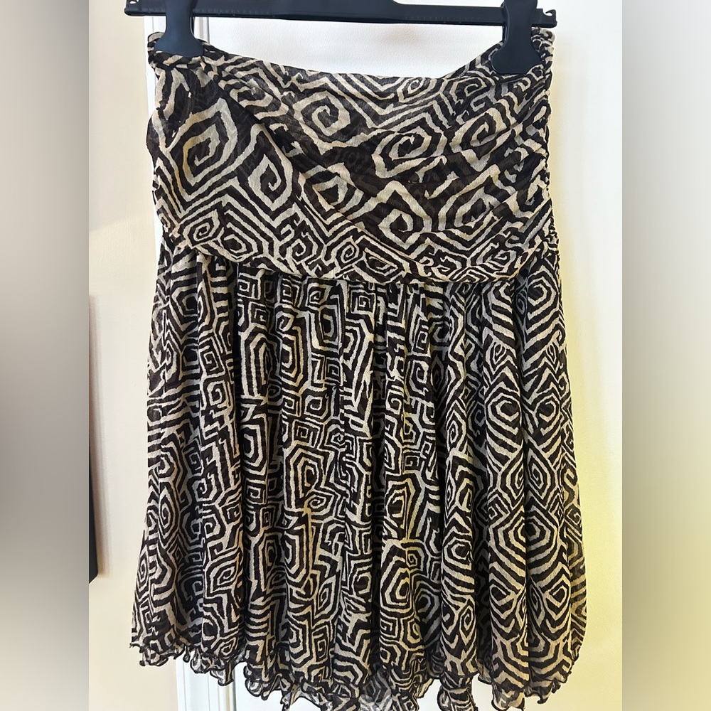 Diane Von Furstenberg Brown and Cream 100% Silk Skirt